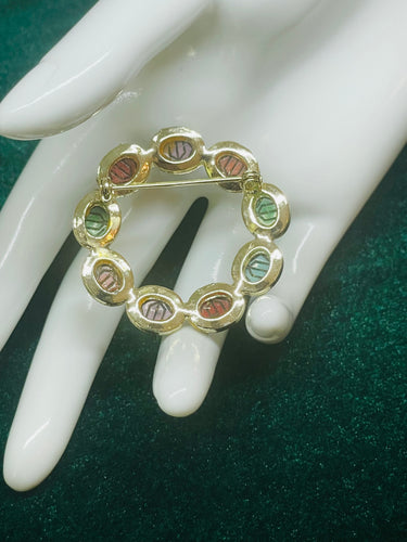 Rainbow Scarabs Circle Brooch